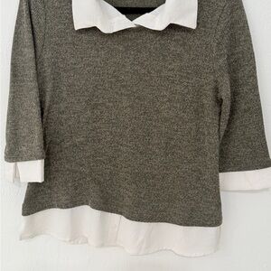 Gray sweater with white shirt collar “Good Days Only” size PS